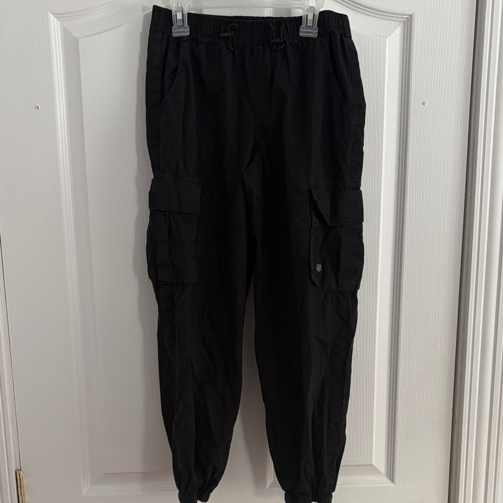 Kids Black Cargo Jogger Pants